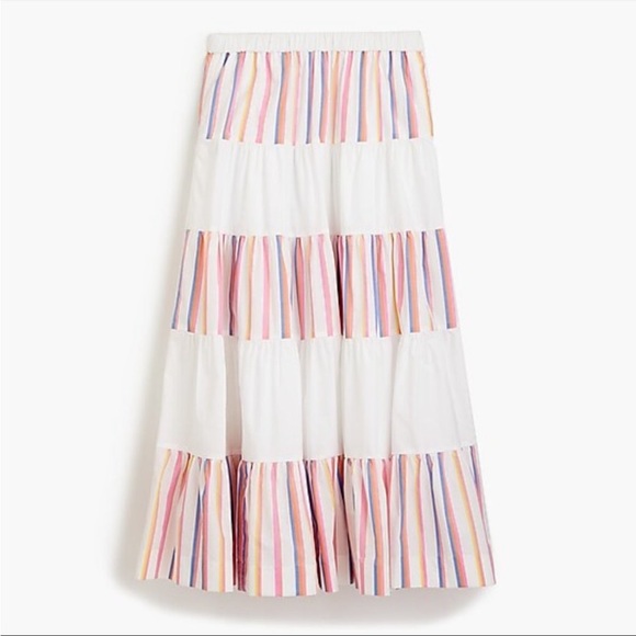 NWT J.Crew sorbet stripe tiered midi skirt - Picture 5 of 6